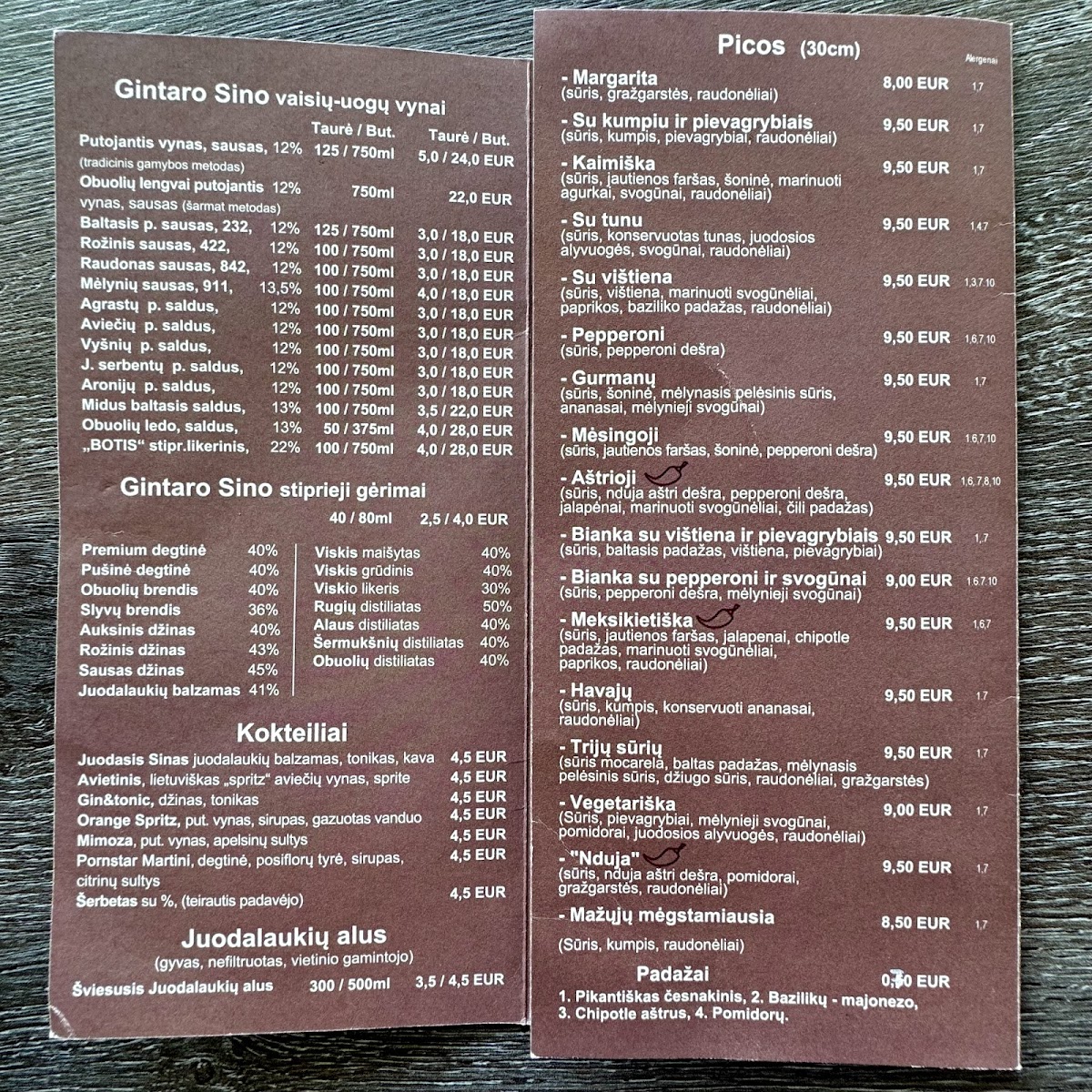 Menu Undinė-1