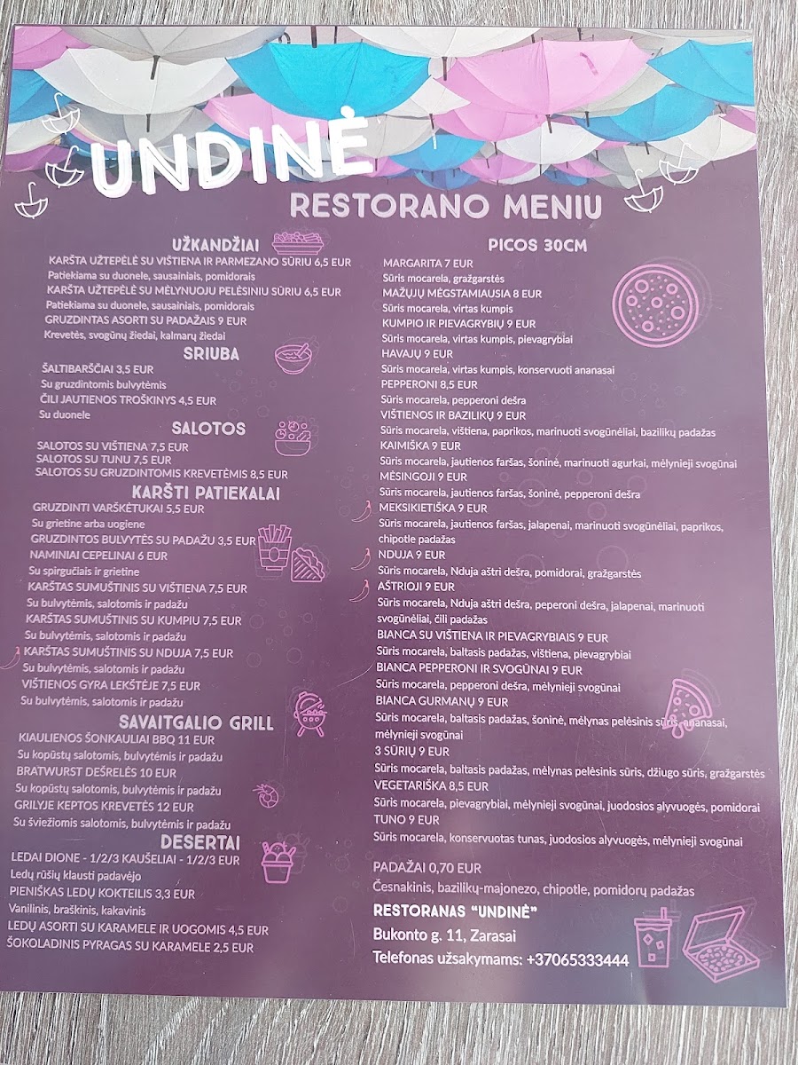 Menu Undinė-6