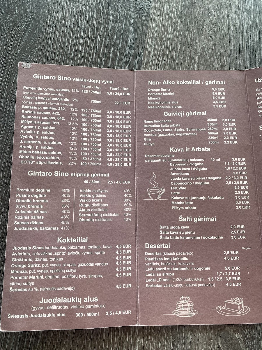 Menu Undinė-7