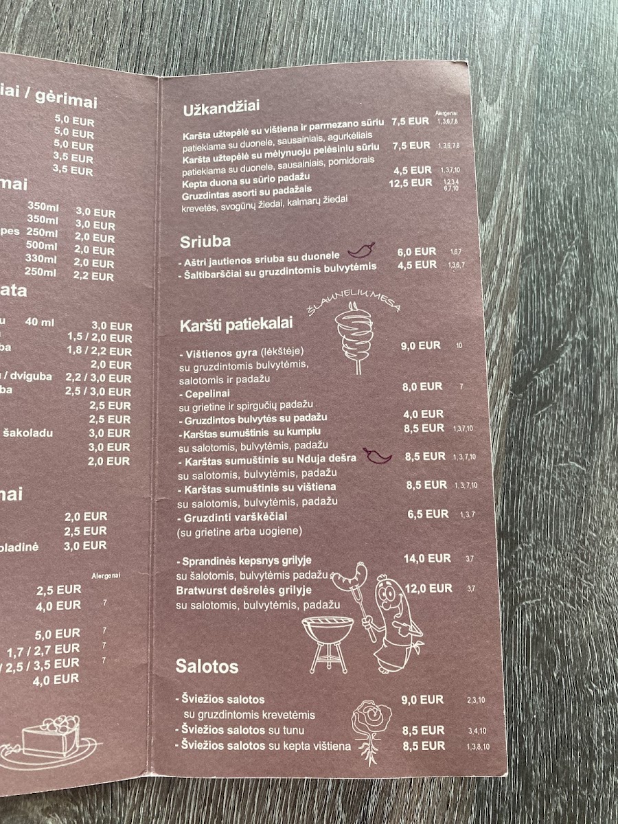 Menu Undinė-9